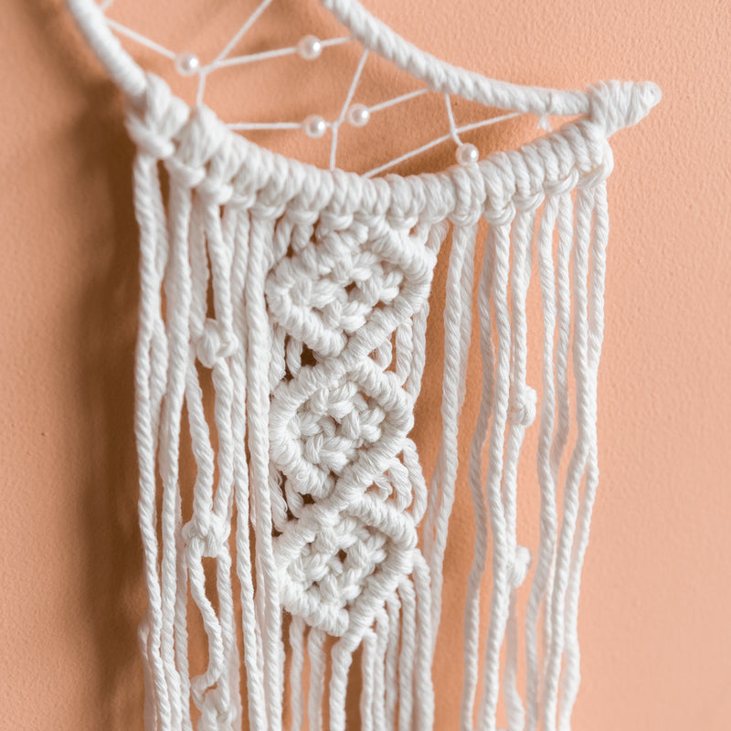 Moon Macrame Handmade Wall Hanging WIth Fairy Lights Macrame June Trading