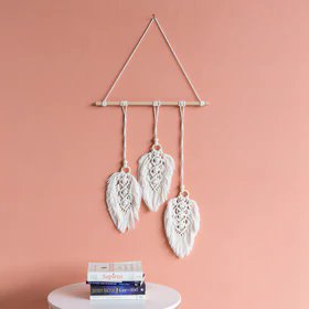 Feather Macrame Handmade Wall Hanging With Lights Macrame June Trading
