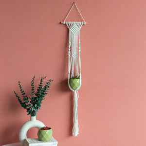 Beads & Macrame Handmade Vase Holder With Lights (Planter Not Included) Macrame June Trading