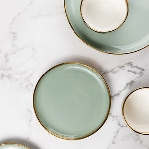 Nordic Sage Gold Rimmed Starter Plate Starter Plates June Trading Starter Plate