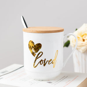 Express Your Love Ceramic Mug With Wooden Lid Coffee Mugs June Trading Loved