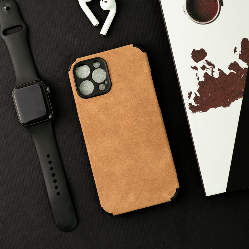 Sandy Tan Suede Finish Luxury iPhone Case Mobile Phone Cases June Trading iPhone 12 Pro Max