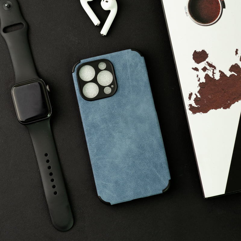 Denim Blue Suede Finish Luxury iPhone Case Mobile Phone Cases June Trading iPhone 13 Pro Max