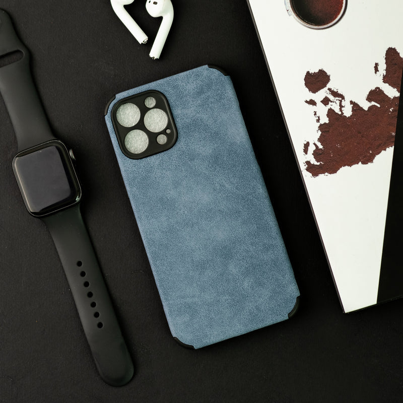 Denim Blue Suede Finish Luxury iPhone Case Mobile Phone Cases June Trading