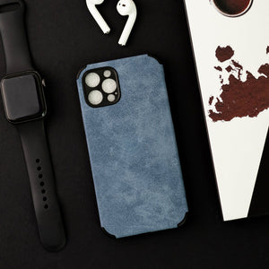 Denim Blue Suede Finish Luxury iPhone Case Mobile Phone Cases June Trading iPhone 12 Pro Max