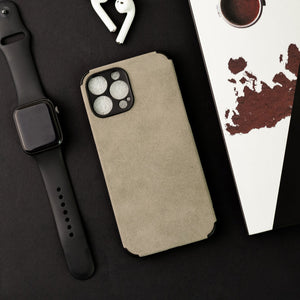Smoke Grey Suede Finish Luxury iPhone Case Mobile Phone Cases June Trading iPhone 13 Pro Max