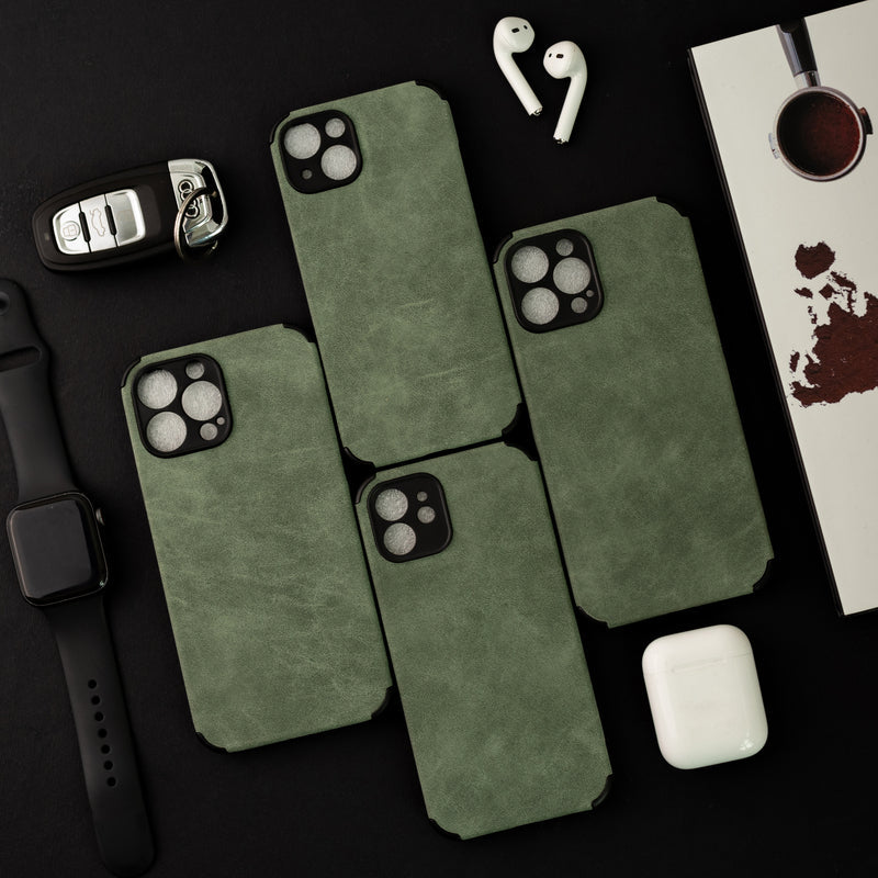 Hunter Green Suede Finish Luxury iPhone Case Mobile Phone Cases June Trading