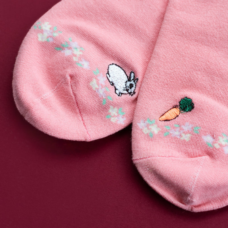 Bunny & Carrot Pink Socks Women Sock ERL