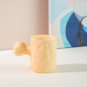 Knob Hammered Texture Ceramic Mug Coffee Mugs June Trading Creamy Peach