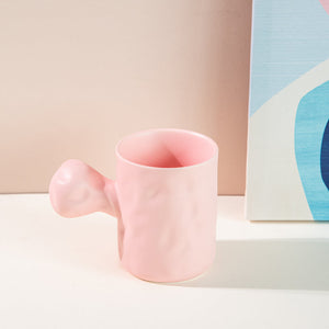 Knob Hammered Texture Ceramic Mug Coffee Mugs June Trading Baby Pink