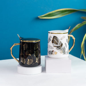 Ornate Accent Mug With Lid & Spoon Coffee Mugs June Trading
