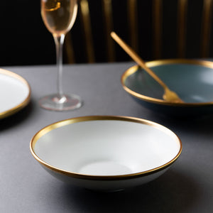 Gold Edge Suave Main Course Bowl Pasta Bowl June Trading Smoke Grey