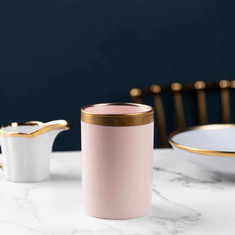 Powder Pink Gold Edge Cutlery Stand Cutlery Stand June Trading