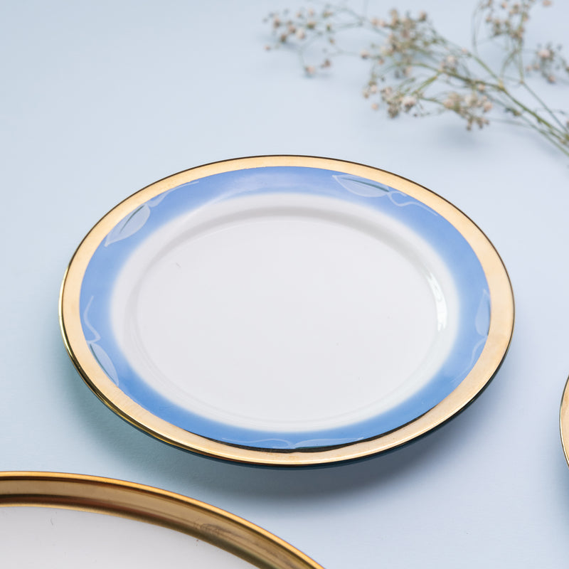Gold & Aqua Tone Snack Plate Snack Plate June Trading Deep Blue