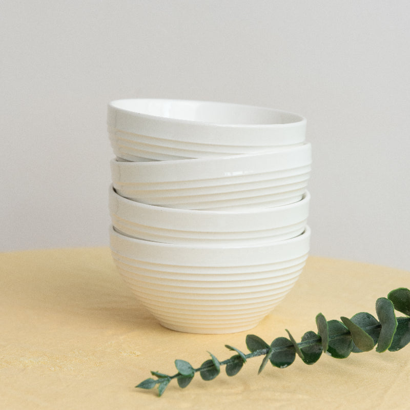 Ivory White Swirl Bowl (Set of 6) Bowls June Trading