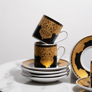 Traditional Ornate Tea Cup & Saucer Set (65 ml) Mini Tea Cups Set June Trading