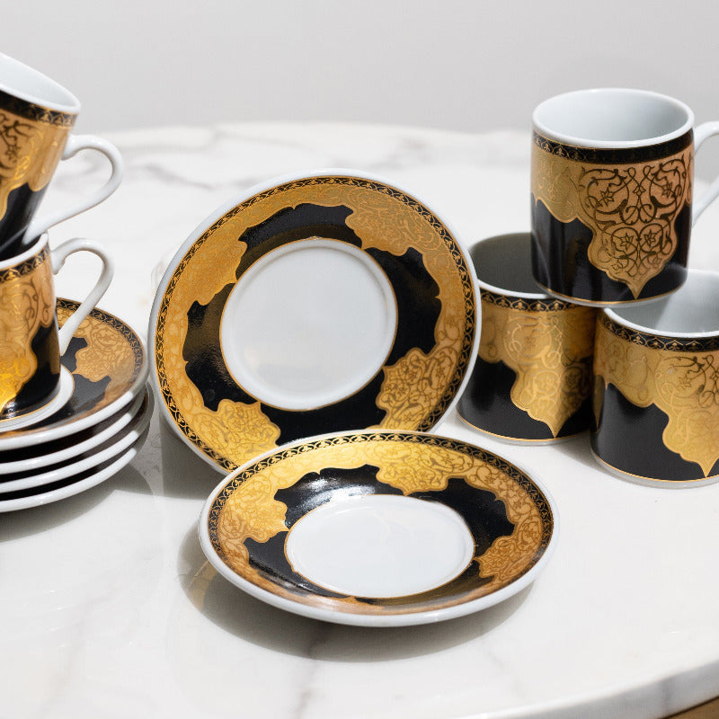 Traditional Ornate Tea Cup & Saucer Set (65 ml) Mini Tea Cups Set June Trading