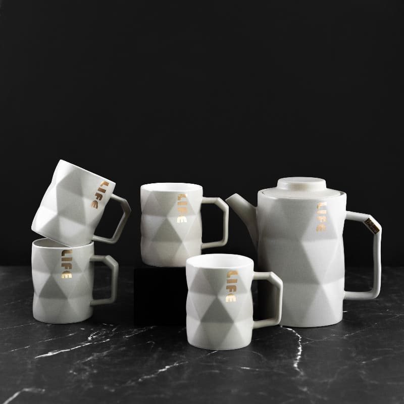 Geometrical Ceramic Tea Cup Coffee Mugs June Trading