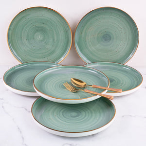 Gold Rimmed Dinner Plate Dinner Plates June Trading Green Set Of 6