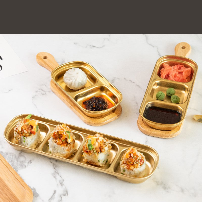 Gold Finish Sauce & Dip Platter Serving Platters June Trading