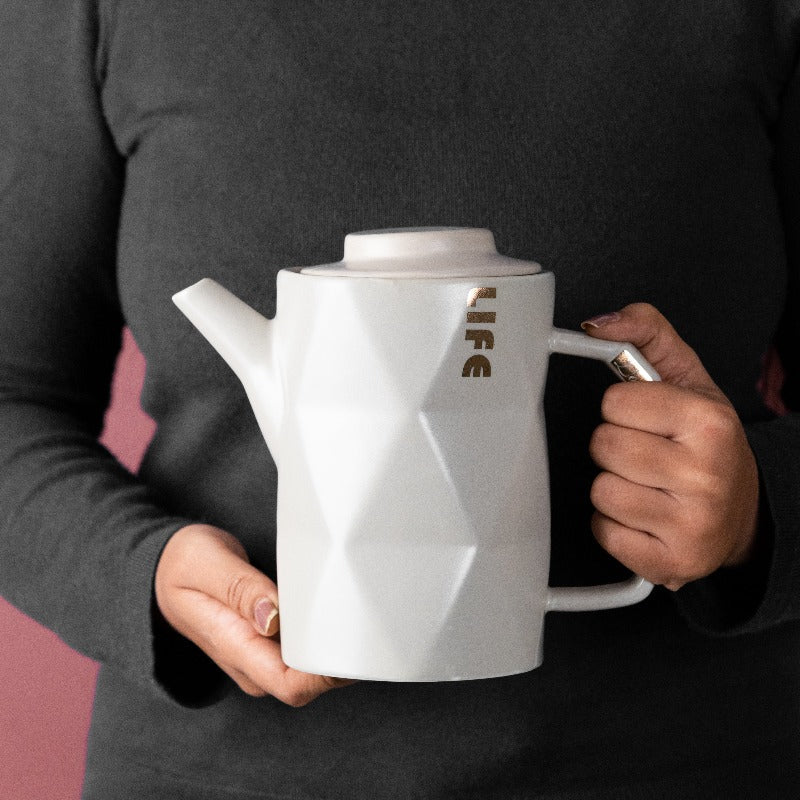 Subtle Geometrical Ceramic Tea Pot Drink Dispenser June Trading