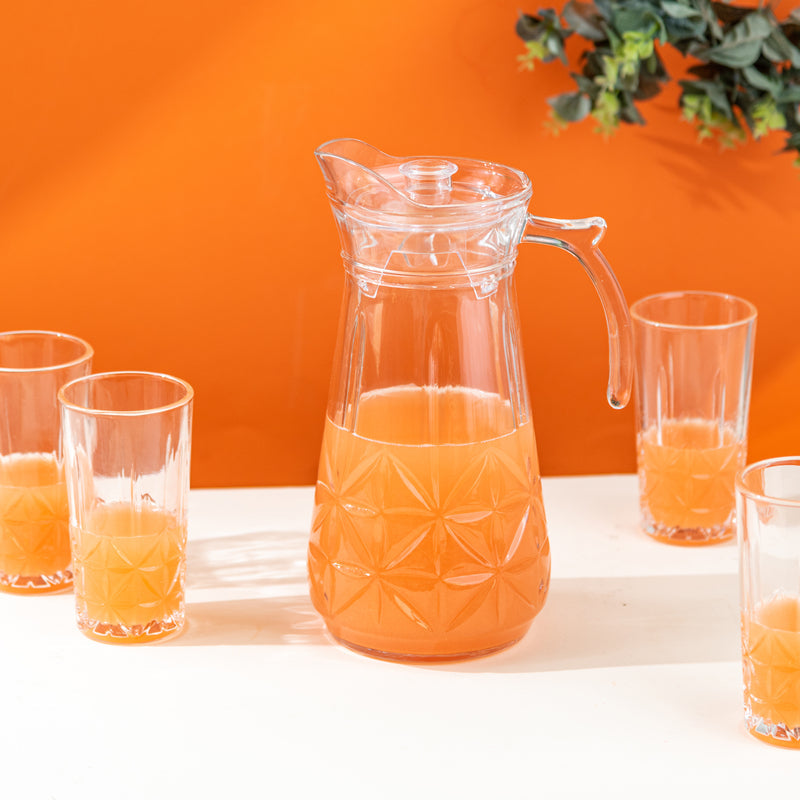 Intricate Cut Glass Jug & Tumbler Set Glasses & Jug Set June Trading