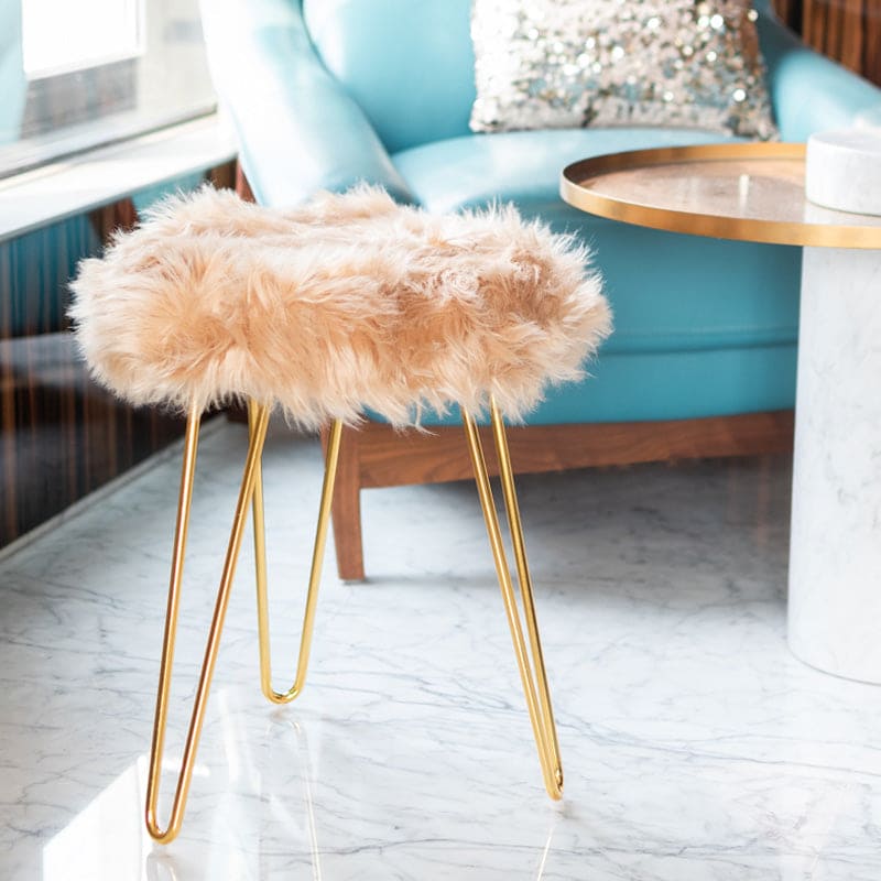 Fur Stool - Sand Brown Fur Stools June Trading 18 inch