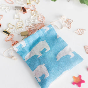 Bear String Canvas Pouch Pouch June Trading Baby Blue