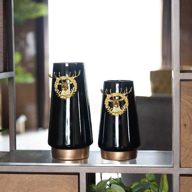 Ceramic Gold Plated Reindeer Vase Vases June Trading