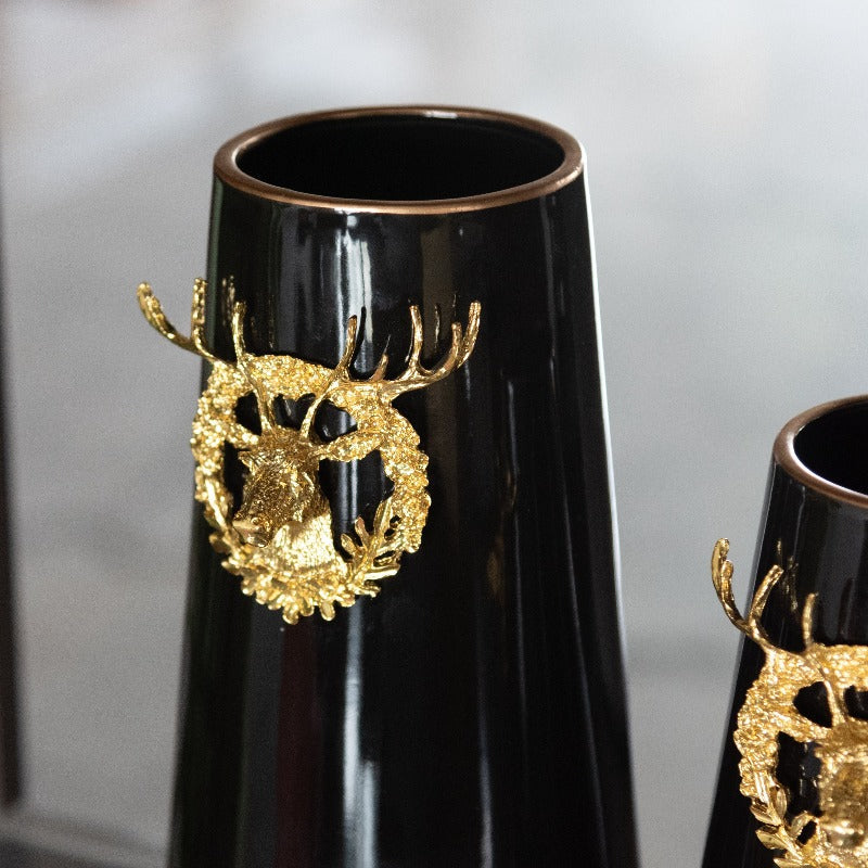Ceramic Gold Plated Reindeer Vase Vases June Trading
