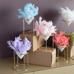 Conical Gold Stand Vase With Artificial Flowers Vases June Trading