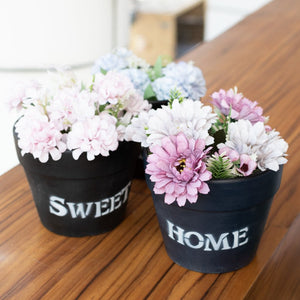 Home Sweet Home Planter - Set of 3 - Hand Painted Mini Resin Pot Planters June Trading