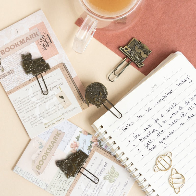 Metallic Paper Clip Bookmark - Animals Paper Clip June Trading
