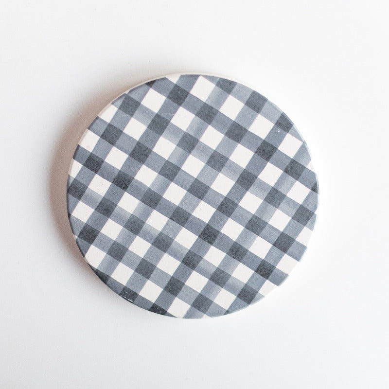 Checks Print Ceramic Coasters (Set of 4) Coasters June Trading