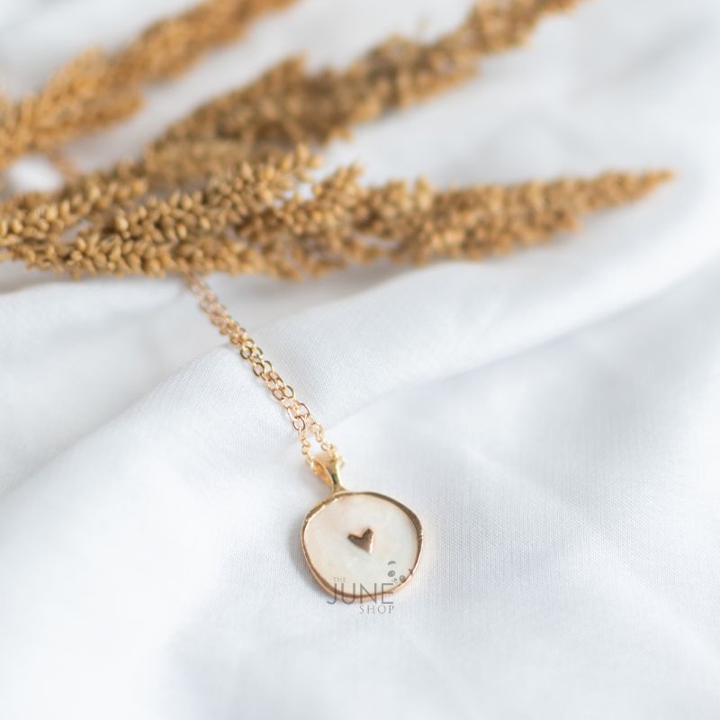 Gold Rimmed Gorgeous Heart Pendant - Neckalace Necklace June Trading