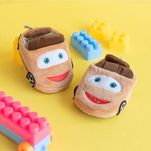 Cute Car - Baby Socks - Brown Baby Shoes June Trading