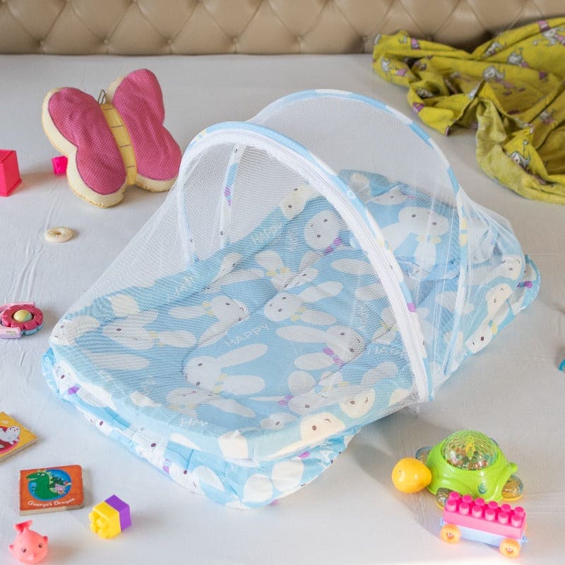 Portable Rabbit Printed Baby Bed Baby Beds June Trading Baby Blue