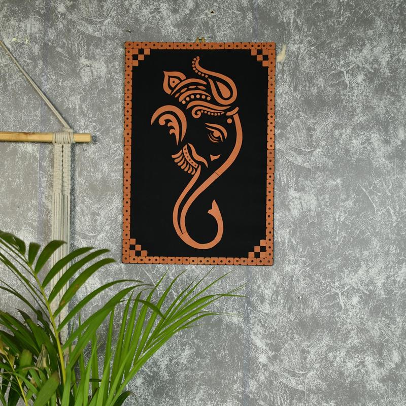 Abstract Terracotta Ganesh Wall Decor