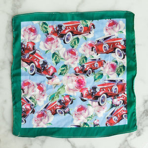 Vintage Car and Mandala Print - Pocket Squares (Set of 2) Pocket Squares June Trading