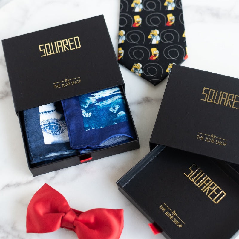 Traditional Blues Print - Pocket Squares (Set of 2) Pocket Squares June Trading