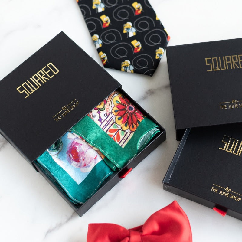 Vintage Car and Mandala Print - Pocket Squares (Set of 2) Pocket Squares June Trading