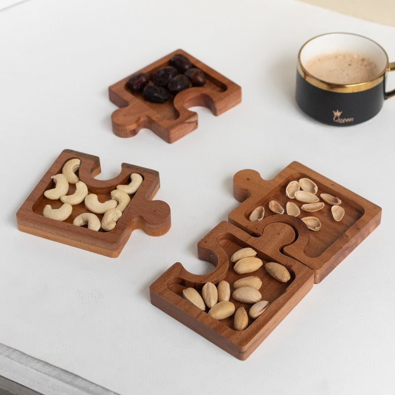 Wooden Puzzle Platter (Set of 4) Serving Platters June Trading