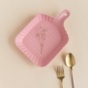 Crinkle Grill Baking Tray with Handle Serving Plates June Trading Taffy Pink