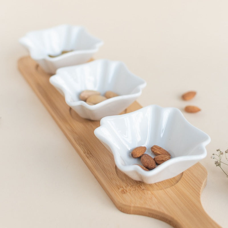 Bowl Set With Wooden Tray Serving Plates June Trading