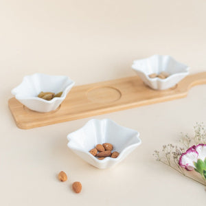 Bowl Set With Wooden Tray Serving Plates June Trading