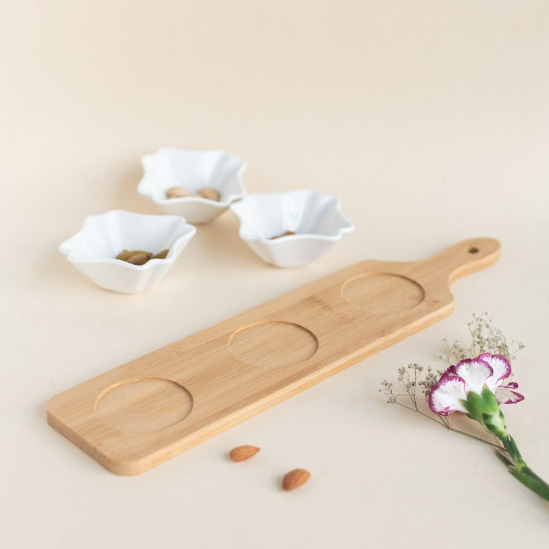 Bowl Set With Wooden Tray Serving Plates June Trading