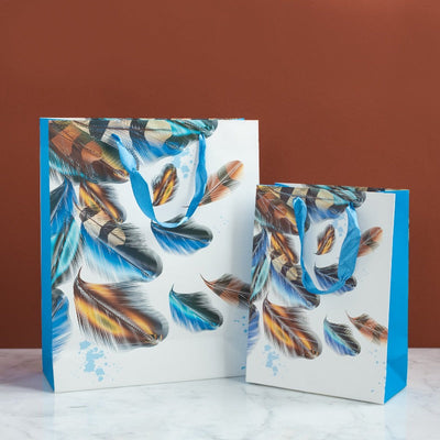 Blue Feathers Gift Bag (Set of 4) Gift Bag June Trading   