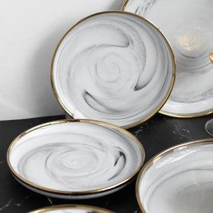Grey Marble Gold Rimmed Starter Plate Starter Plates June Trading Starter Plate