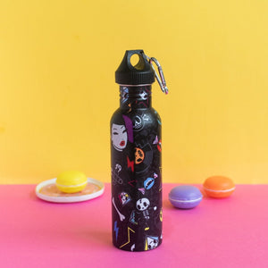 Quirky Black Design Metal Bottle Bottles June Trading
