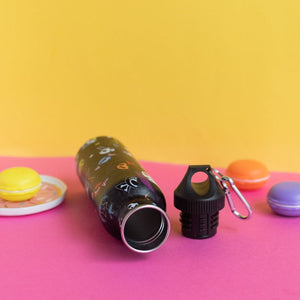 Quirky Black Design Metal Bottle Bottles June Trading